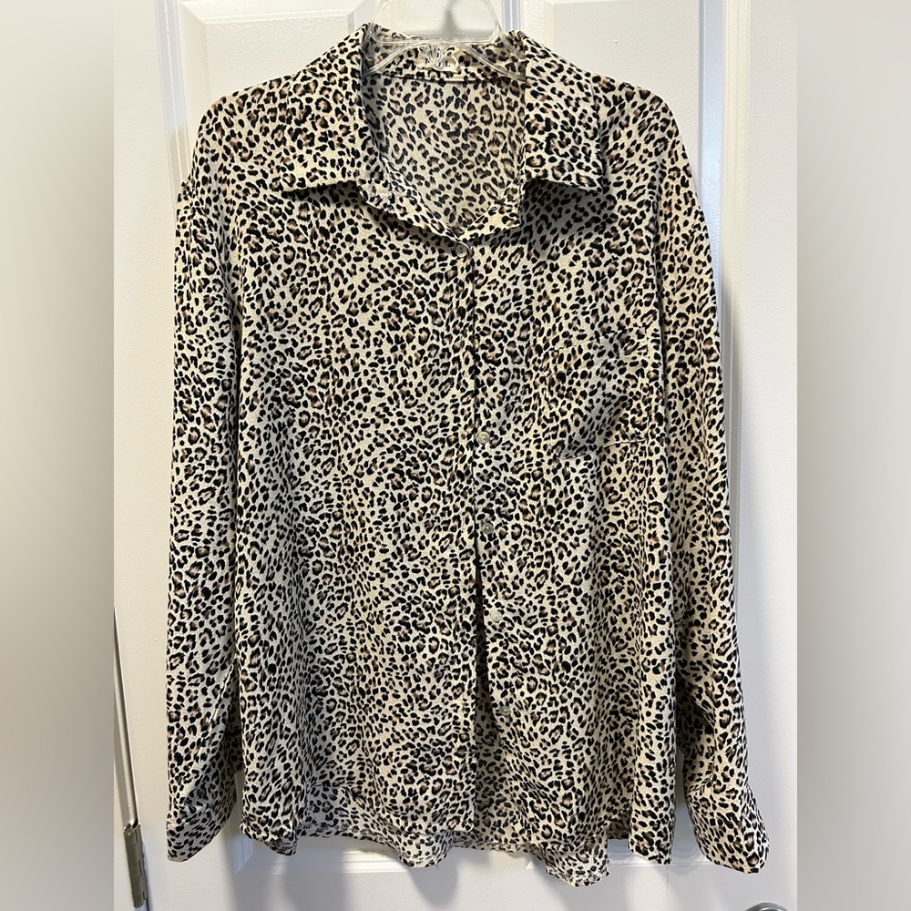POL oversized animal print blouse